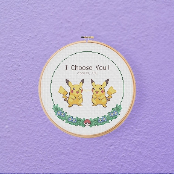 Pikachu Pokemon Anniversary Personalized Gift Video Gamer Cross Stitch Pattern (PDF Download)