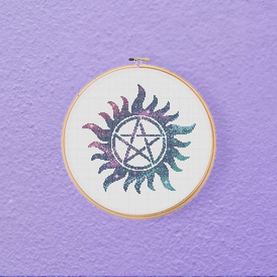 Bovennatuurlijke anti-bezit Winchester Tattoo TV-show popcultuur Geeky Cross Stitch patroon PDF direct downloaden