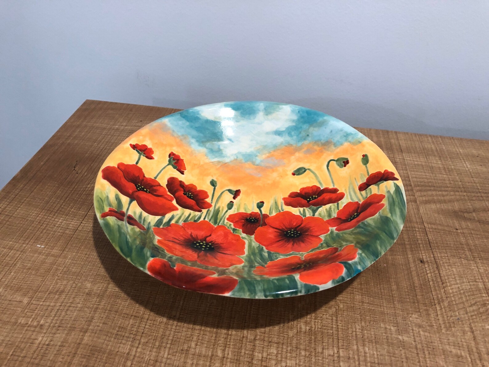 Handmade ceramic painted round plate Etsy