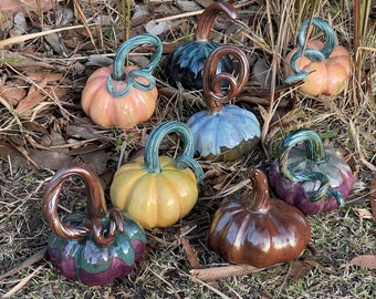 Handmade ceramic multicoloured pumpkin