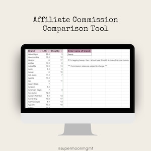 Affiliate Commission Comparison Tool | For Use in Excel or Google Sheets | Maximize Affiliate Marketing Earning Potential