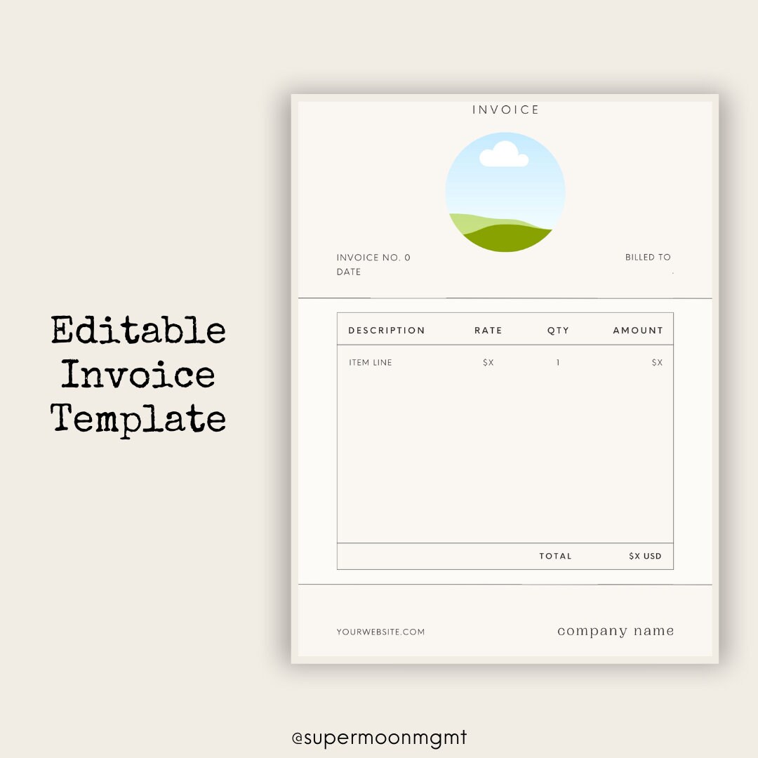 Simple + Clean Invoice Template for Canva | Small Business Invoice ...