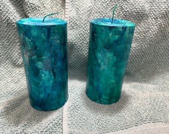 Large pillar 3 inch wide  pick your colors candles set of 2 (see description for ordering details add in seller notes up to 3 colors)