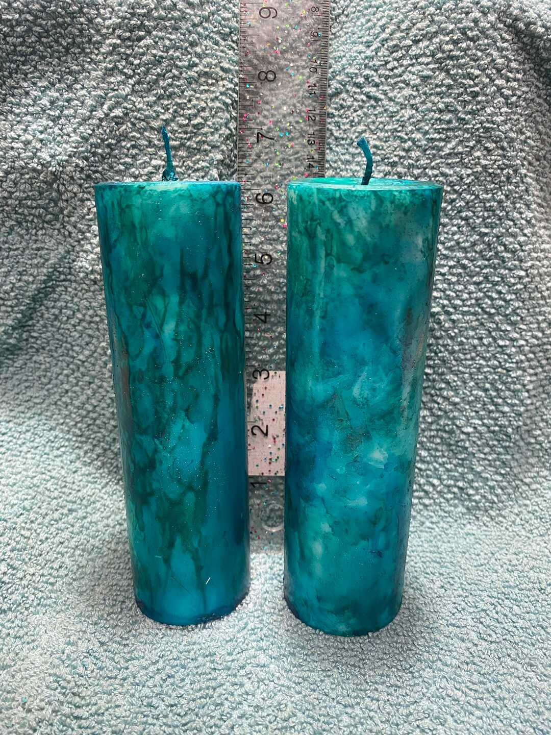 Marbled Pillar Candles Set of Two.pick Your Choice of Colors 2 X 6