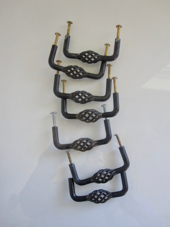 Vintage Black Pulls Set 7 3 Center Drawer Pulls Etsy