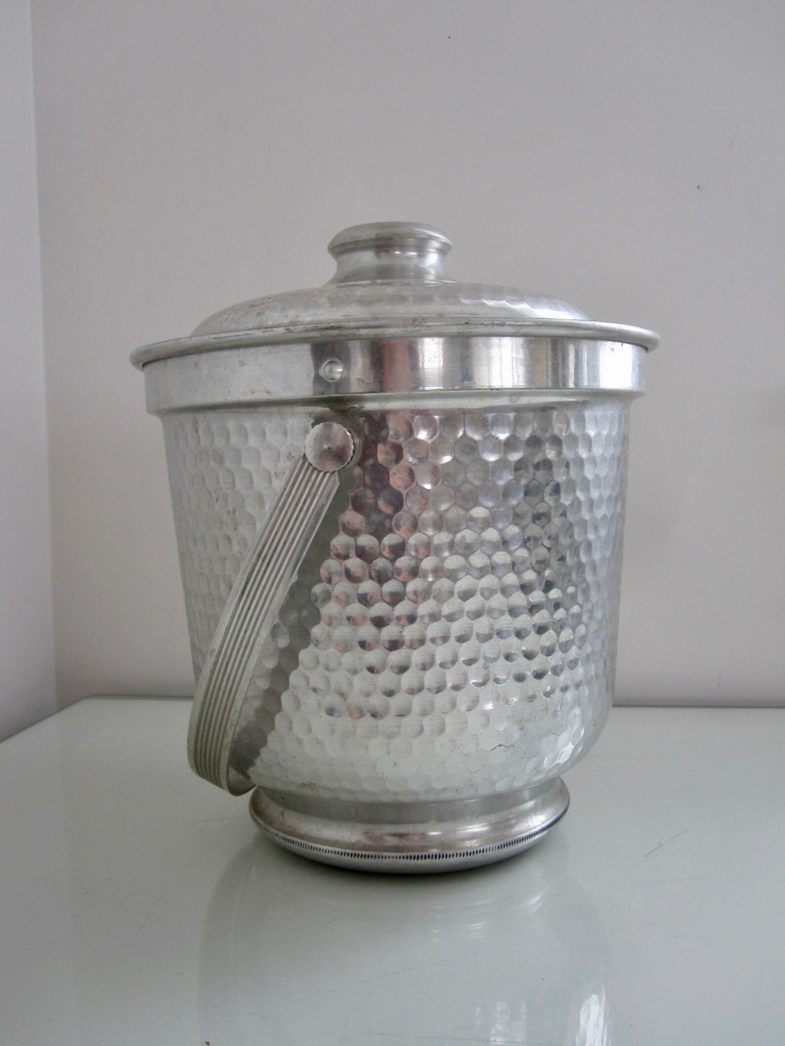 Vintage Ice Bucket Hammered Silver Metal 10H Round Etsy