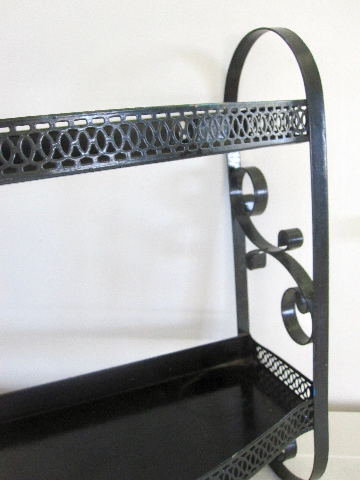 Vintage Metal Shelf Black Metal Cast Curved Iron Towel Rod Etsy