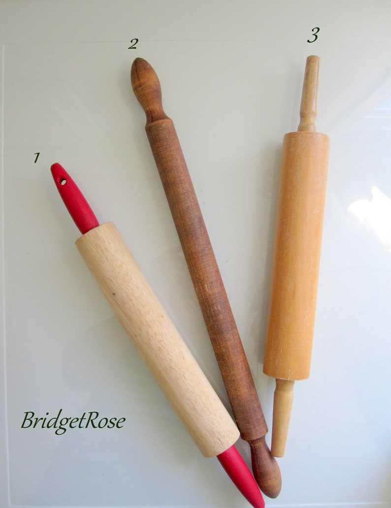 3 Vintage Rolling Pins Collection Wood Turned Kitchen Tools Pie Making Pastry Dough Baking Farmhouse Style French Pin Rustic Home