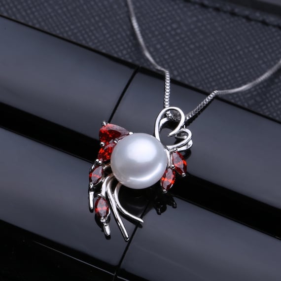 CS-DB Jewelry Silver Ruby Pearl Chain Charm Pendants Necklaces