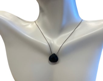 Black Agate Necklace| Gemstone Drop Necklace | Minimalist Necklace | Dainty Necklace | GarabatobyC