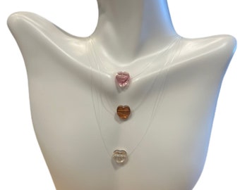 Solitaire Swarovski Floating Heart Illusion necklace | Jewelry for Mom| Gift for her |  Mothers Day Gift | Mommy necklace