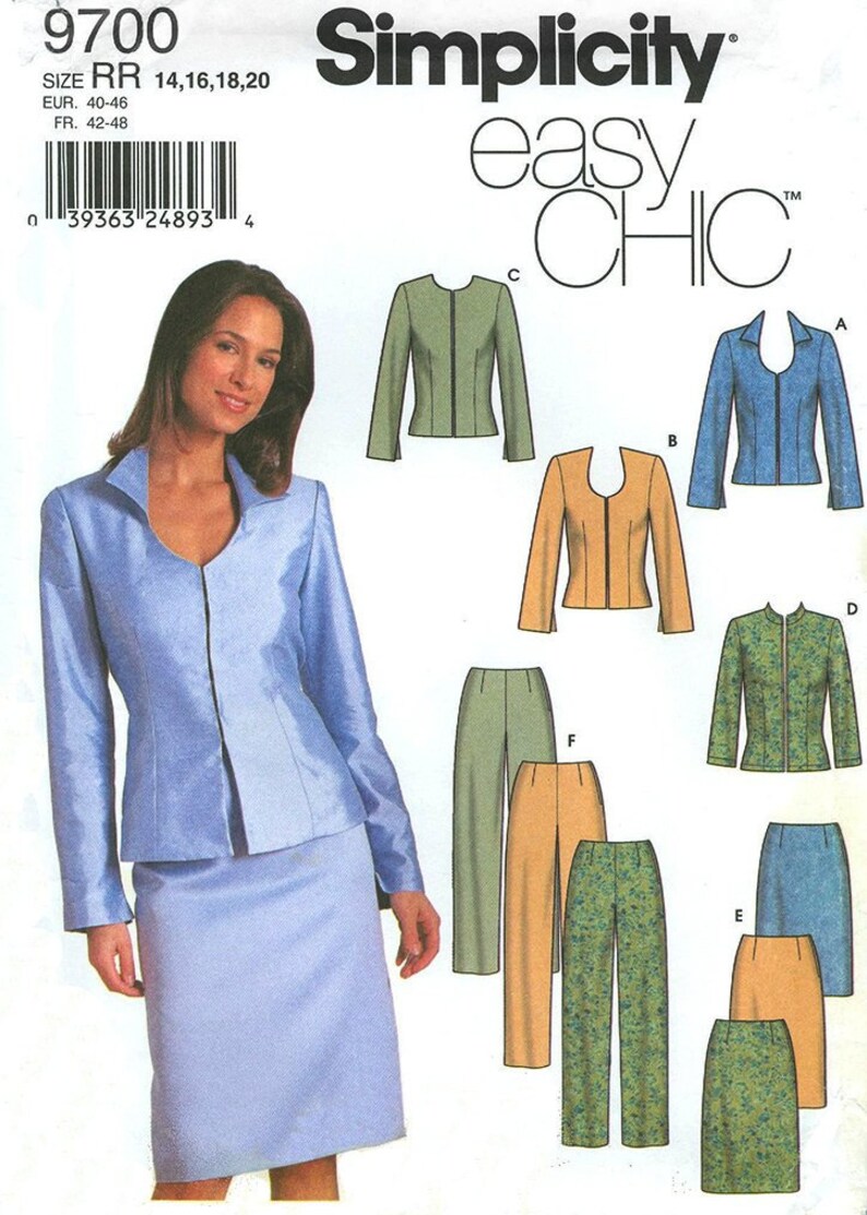 DRESS SUIT Sewing Pattern – Simplicity 9700, Size 14-20, Plus Size Sewing Pattern, Pencil Skirt, Straight Pants Pattern, Easy Sewing Pattern