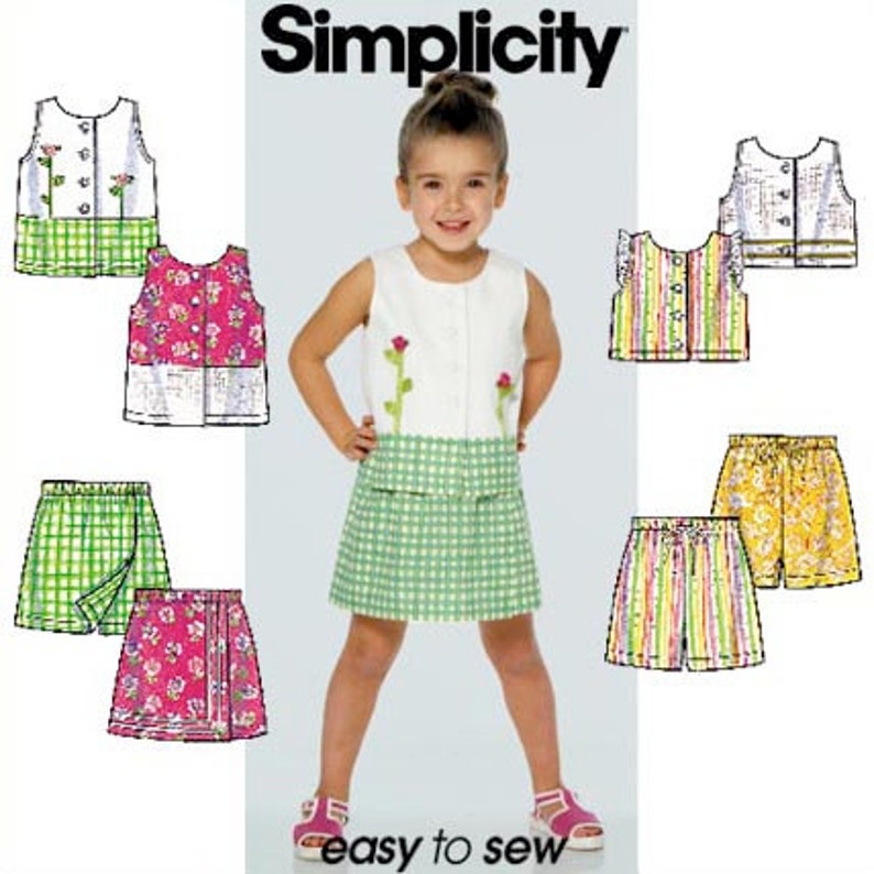 Shorts Childs Clothes Pattern Simplicity 8723 Girls Top Size 5 U138 Girls Shorts Pattern Skort Sewing Pattern Sleeveless Tops Pattern Tutorials Craft Supplies Tools Kromasol Com