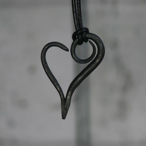 Iron Heart Pendant Blacksmith Pendent Jewelry Viking Etsy