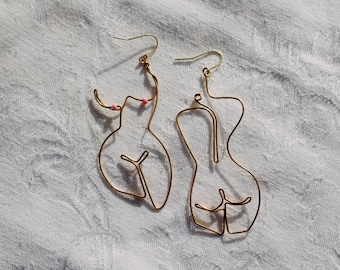 wire abstract woman's body earrings series 2