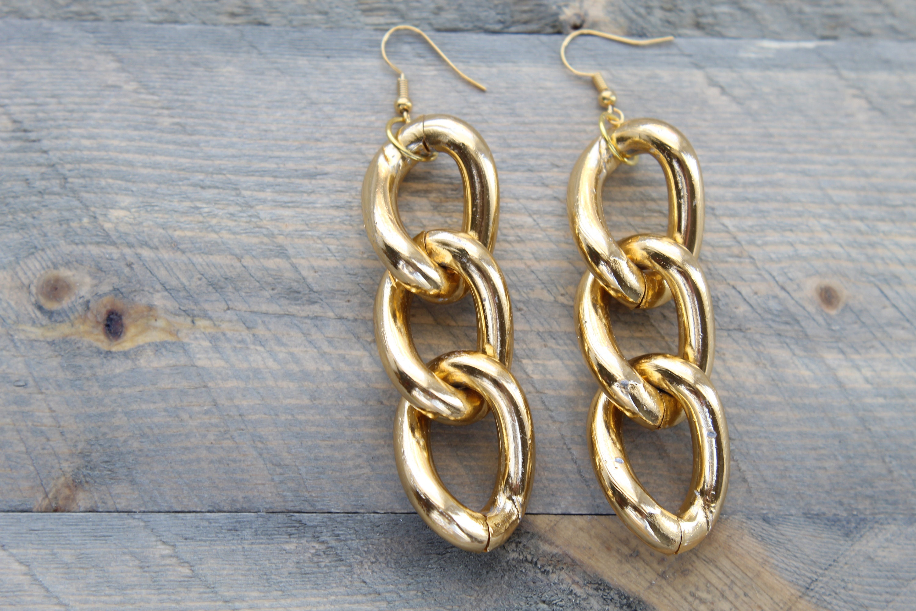 Gold Plated Chain Link Earrings Etsy