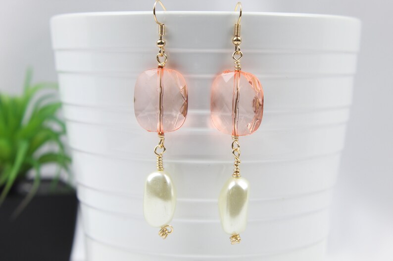 Coral Acrylic Pearl Earrings