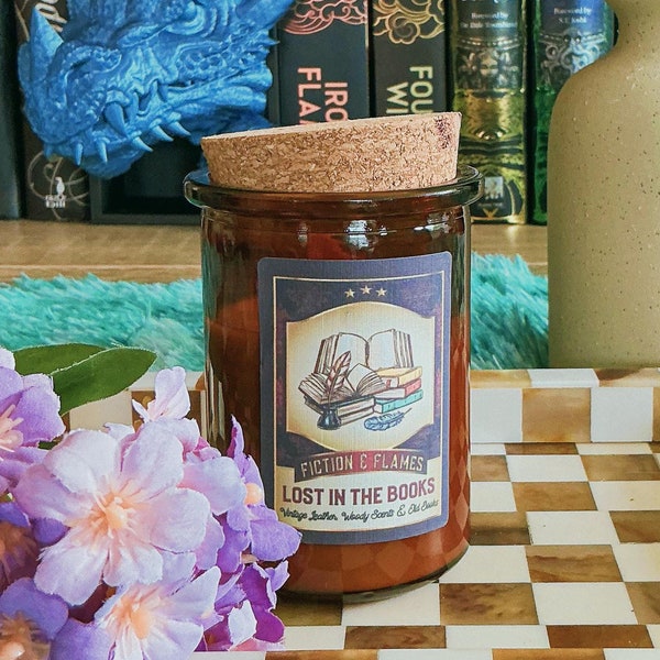 Lost in the Books Soy Candle – Vintage Leather, Wood Scent