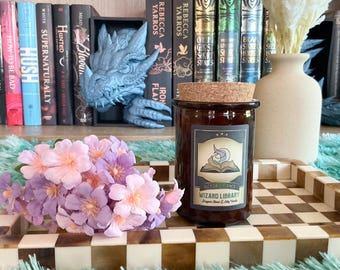 Wizard Library Soy Candle - Dragon’s Blood & Silky Vanilla | Hand-Poured Apothecary Candle | Wizard School Inspired