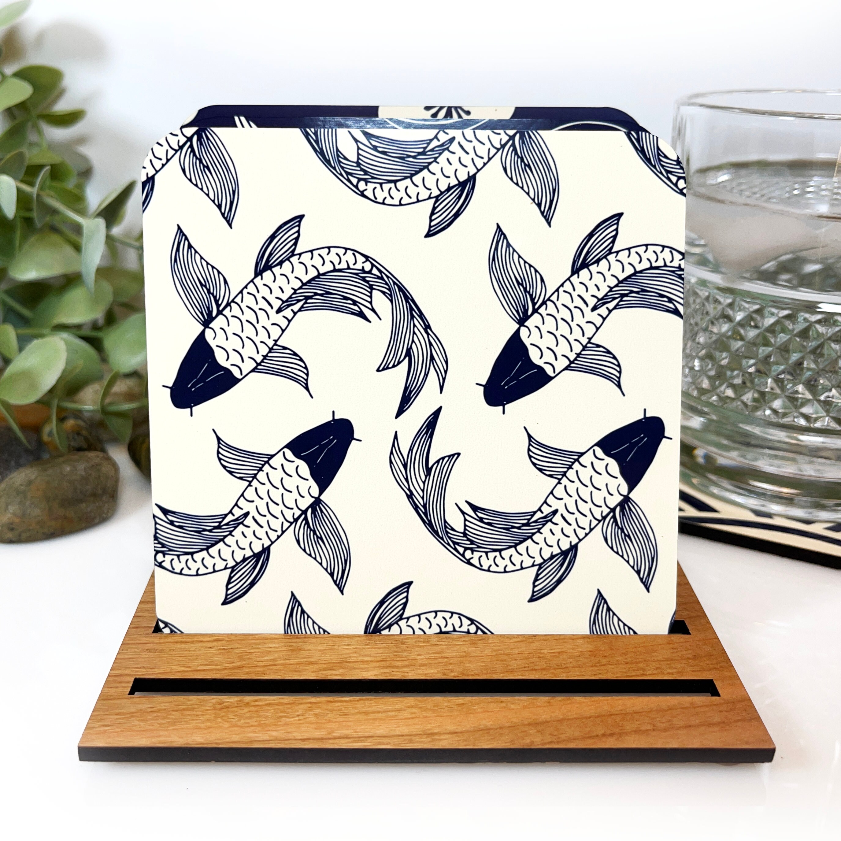 Japanese Patterned Coasters Set of Four Wabi Sabi Coasters Etsy