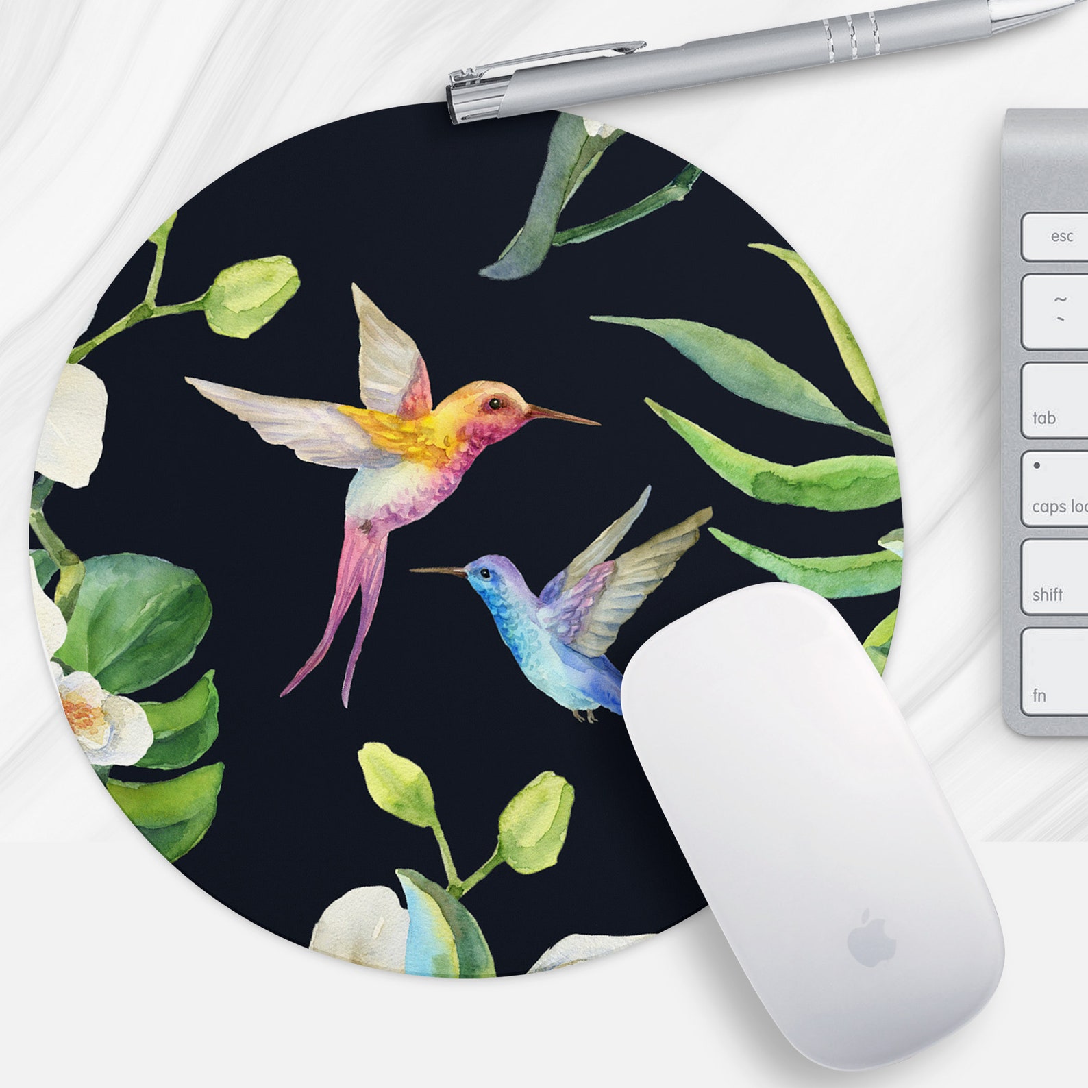 Beautiful Hummingbird Mouse Pad Pretty Orchid and Bird Print - Etsy