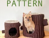 PATTERN Mini Mega Tree Stump Crochet Pet Cave Hide House Bed Pattern for Hedgehog Rat Ferret Guinea Pig Cat Small Dog