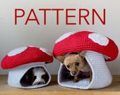 PATTERN Mini Mega Mushroom Crochet Pet Cave Hide House Bed Pattern for Hedgehog Rat Ferret Guinea Pig Cat Small Dog