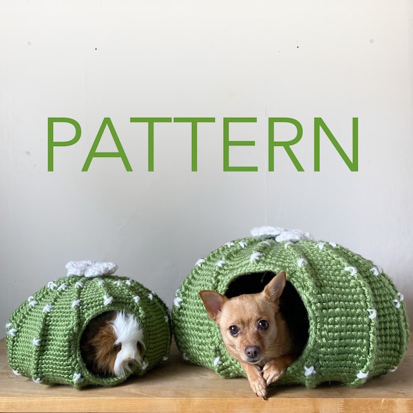 PATTERN: Mini/Mega Round Cactus Crochet Pet Cave/Hide/House/Bed Pattern for Hedgehog/Rat/Ferret/Guinea Pig/Cat/Small Dog