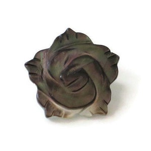 Mother of pearl shell hand carved rose brooch