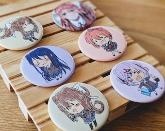 DDLC Doki Doki Literature Club - Monika/Sayori/Yuri/ Natsuki || 1.75" Pin Button