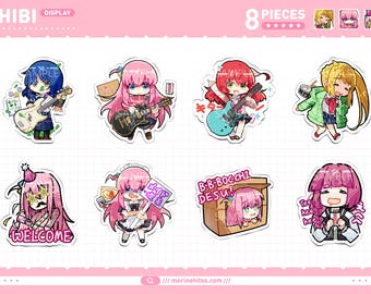 Bocchi la Roccia! // Gotou Hitori + Kita Ikuyo + Ijichi Nijika + Yamada Ryo Ryou + Hiroi Kikuri // Adesivo in vinile da 3" Decalcomania impermeabile