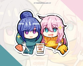 Yuru Camp - Kagamihara Nadeshiko + Shima Rin || 3" Vinyl Sticker Laptop Decal