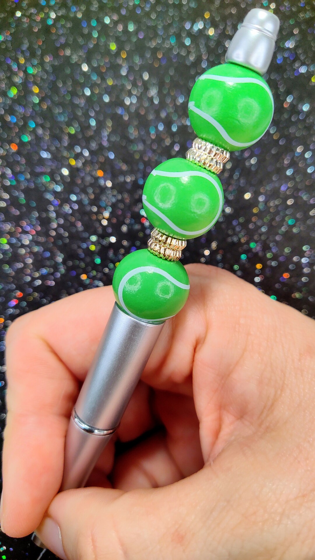 Tennis Pen Tennis Beaded Writing Pen Green Beaded Tennis Etsy