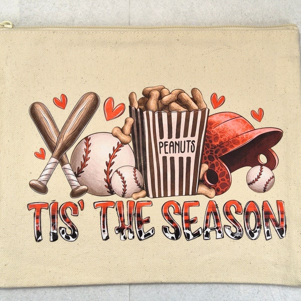 Baseball storage bag, baseball purse, baseball travel bag, baseball zipper purse, first aid bag, baseball pouch, baseball supplies, handmade