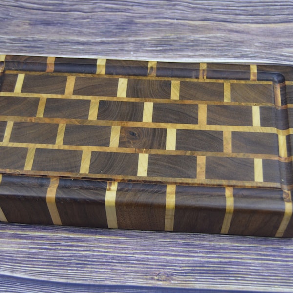 End Grain Cutting Board Handmade Wood Cutting Board Brick Wall Cutting Board Walnut Cutting Board Butcher Block