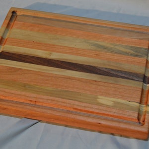 Wood Cutting Board Striped Edge Grain Serving Board With Juice Groove 13" x 10" Serving Board