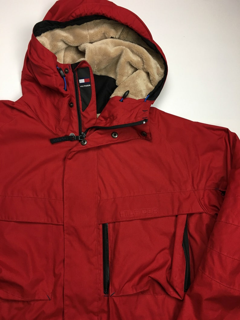 Vintage Tommy Hilfiger Outerwear Spellout Logo Fleece Lined Zip Up Coat