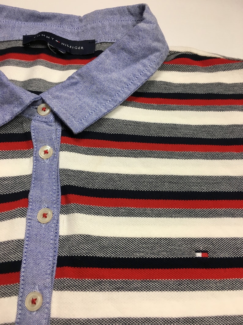 Vintage Women/'s Tommy Hilfiger Stripped Collared Polo Shirt