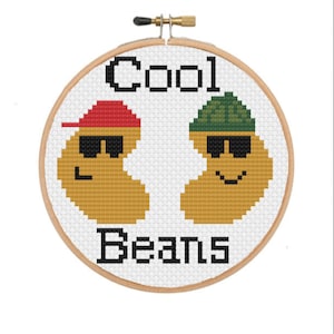 Cool Beans Cross Stitch Pattern, Funny Modern Easy Chart (PDF Pattern)