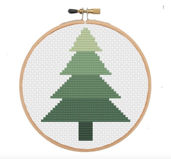 Gradient Pine Tree Cross Stitch Pattern Modern Cross Stitch - Etsy