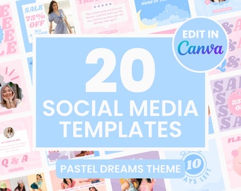 Plantillas de publicación de Instagram Pastel brillante / Plantillas de Instagram / Canva / Redes sociales / Kit de marca / Diseño de redes sociales brillante