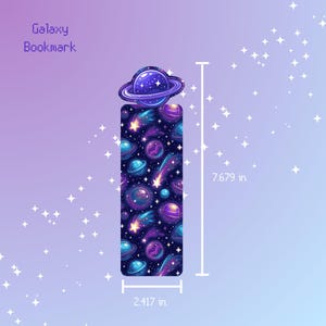 Galaxy Bookmark with Stars and Planets, Gifts for Book Lovers and Readers, Cute Space Book Accessories