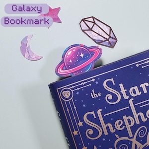 Galaxy Bookmark with Stars and Planets, Gift for Book Lovers and Readers, Cute Space Book Accessory