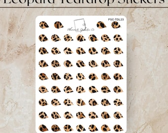 Leopard Droplet Stickers for Planners and Notebooks| Transparent Teardrop Sticker Sheet|Functional Stickers for Planning| Leopard Stationery