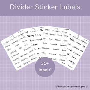 Sticker Labels for Dividers,Planner Labels,Tab Stickers,Matte White Labels,Typewriter,Minimalistic,Script,Divider Labels