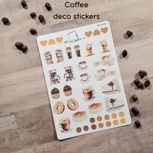 Coffee Deco Stickers with Coffee Desserts for Journaling and Planners, Cafe Pastries, Latte Stickers