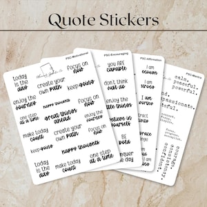 Lettering Sticker Sheets with Positive Words | Mini Stickers | Positive Affirmations | Motivational Quotes for Planners and Notebooks