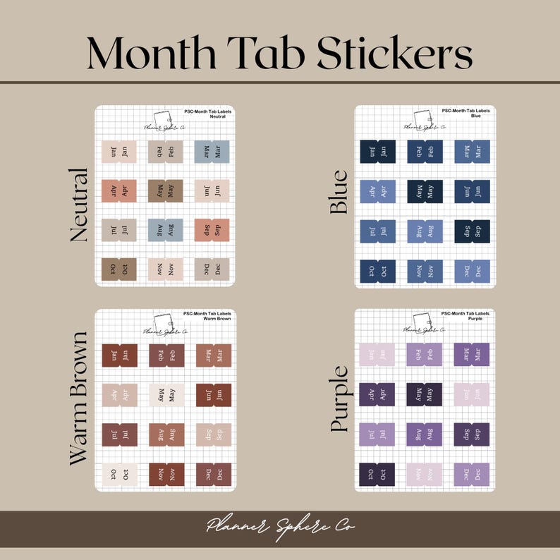 Month Tab Sticker Sheet for Planners and Notebooks | Monthly Label ...