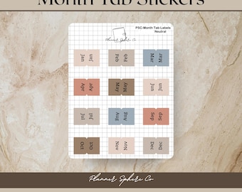 Month Tab Sticker Sheet for Planners and Notebooks | Monthly Label Planner Stickers| Bujo Monthly Index Tab Labels