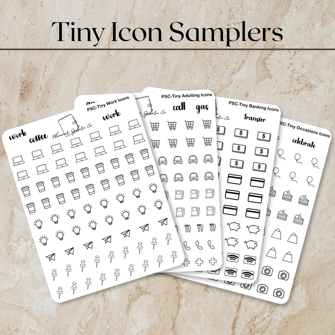 Tiny Icon Stickers for Planners and Bujos, Mini Sticker Sheets With ...